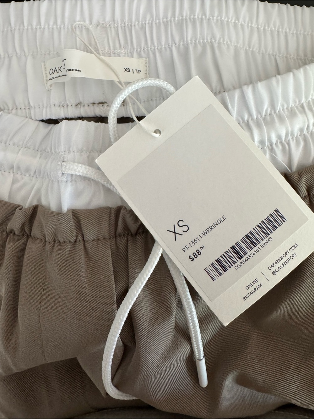 Oak + Fort Taupe Wide Leg Pants Contrast Waistband XS NWT - Picture 2 of 8